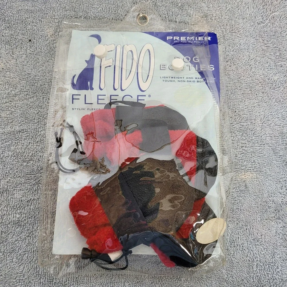 Premier Fido Fleece Dog Booties Red X-Small Non-Skid Paw Protection Set of 4‎